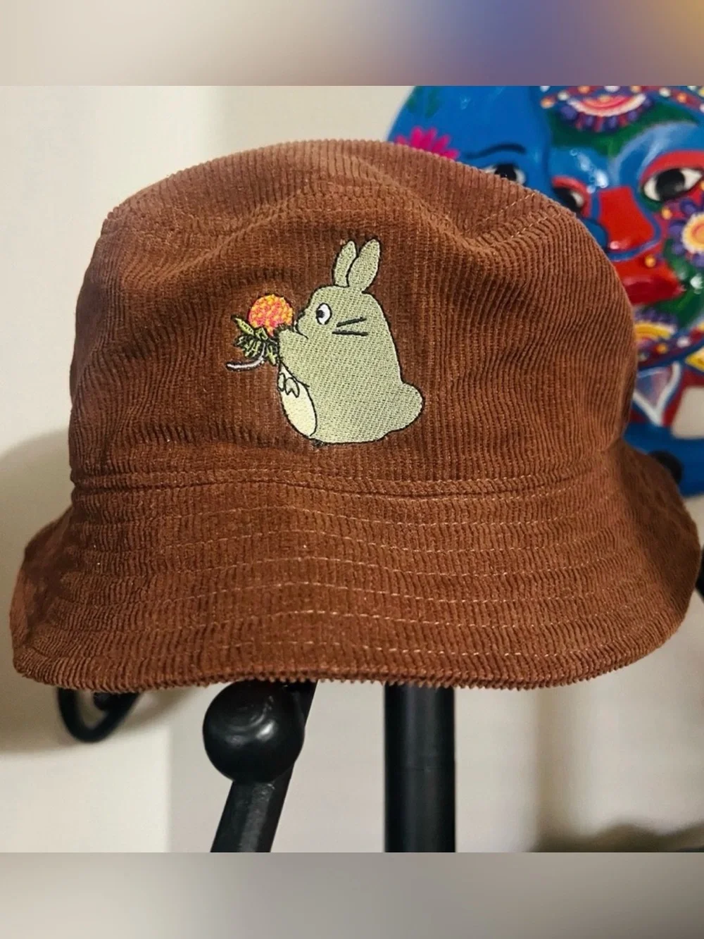 Her Universe Brown Corduroy Bucket Hat with Embroidered Character